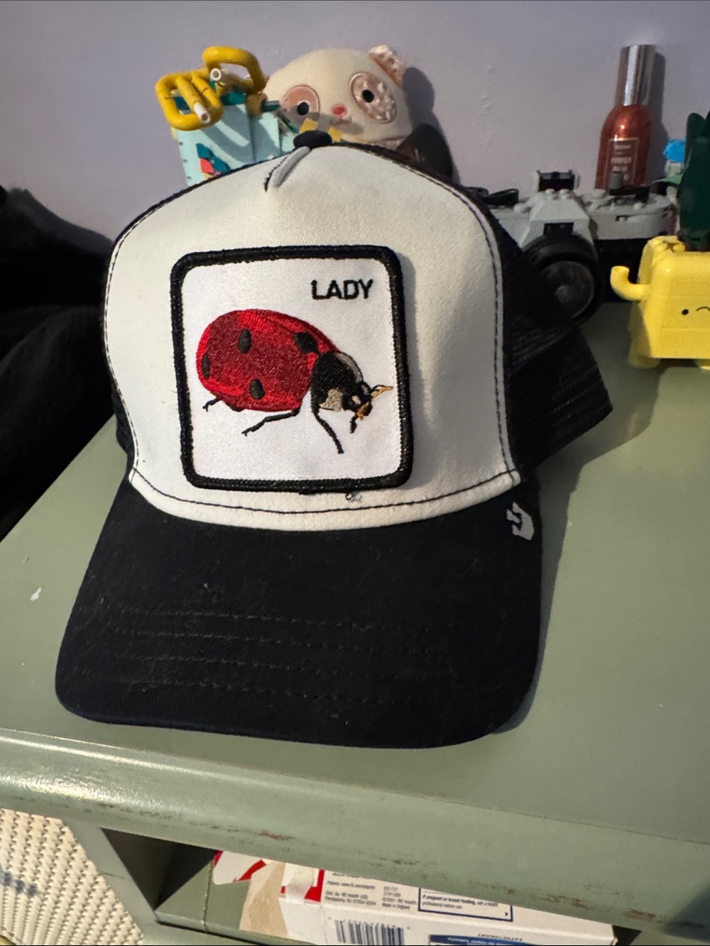 Ladybug Trucker Hat - Black & White